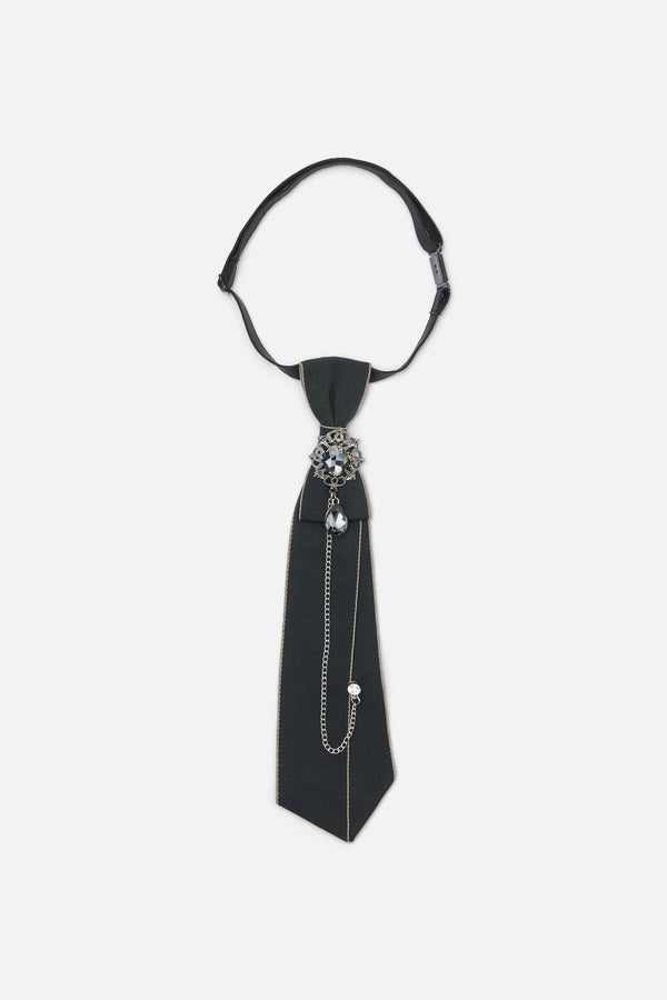 Dangerfield - Adjustable Neck Tie With Charm - black
