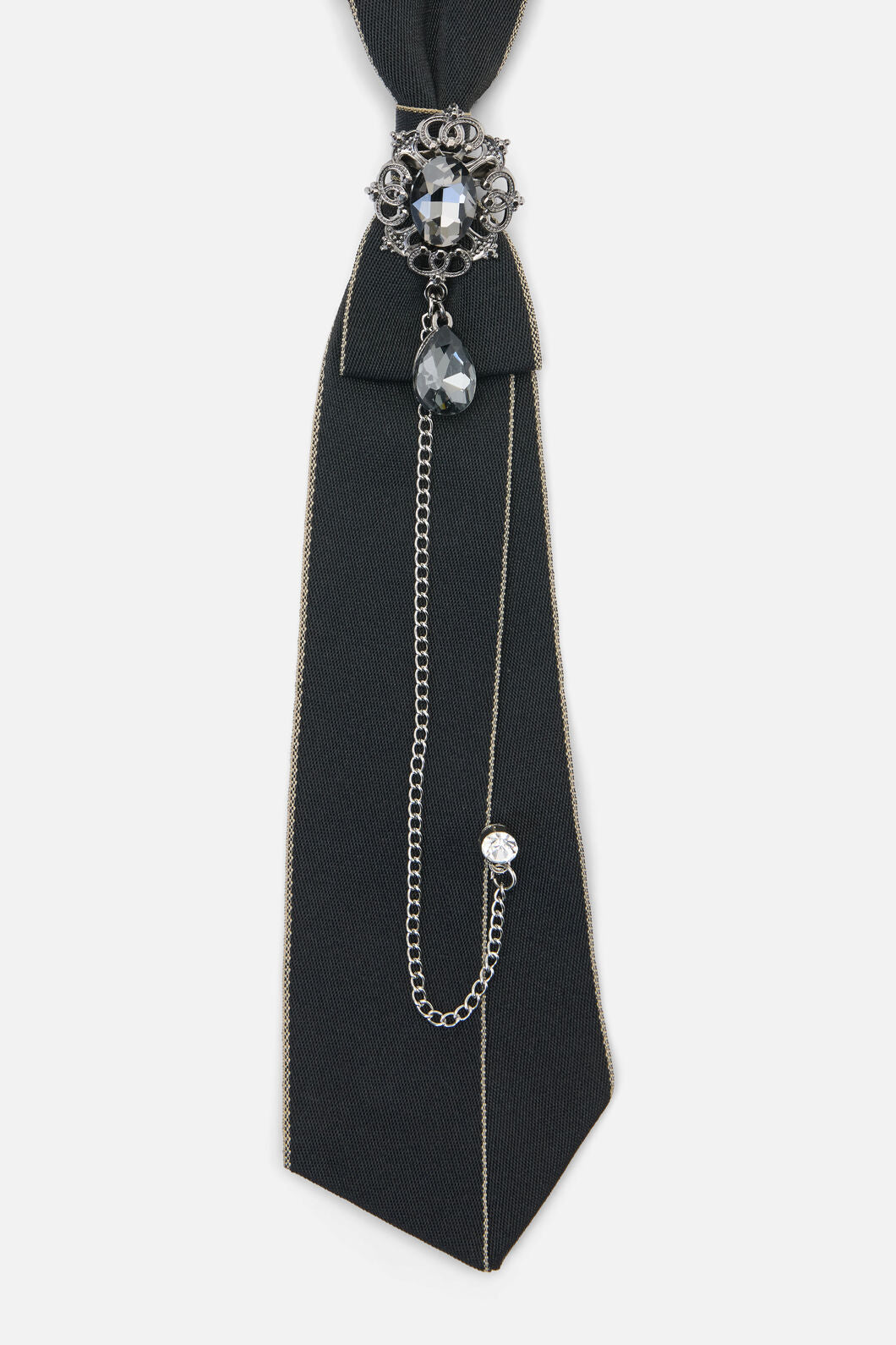 Dangerfield - Adjustable Neck Tie With Charm - black