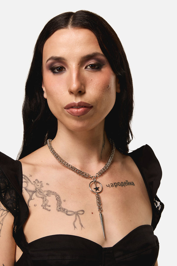 Dangerfield - Chainmail Drop Choker - silver