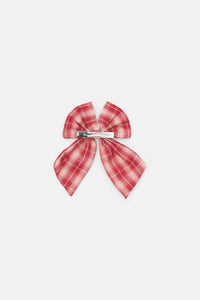 Dangerfield - Check Bow Slide Hair Clip - red-white