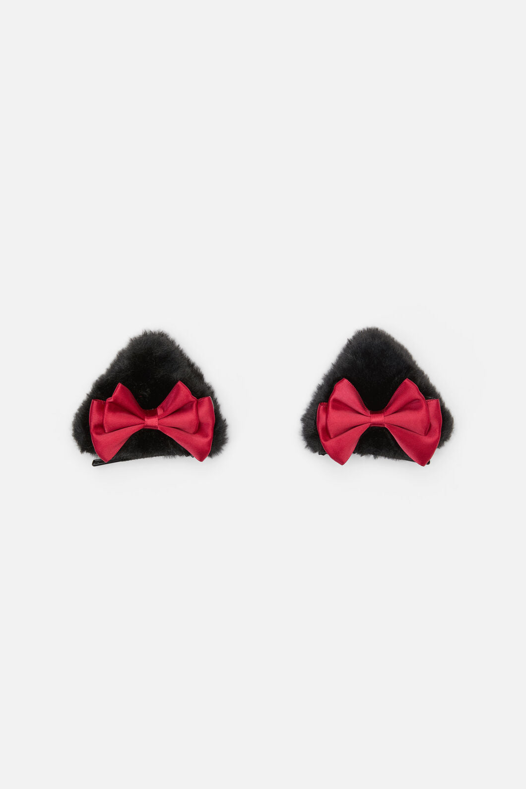 Dangerfield - Faux Fur Ears Hair Clips - black-red
