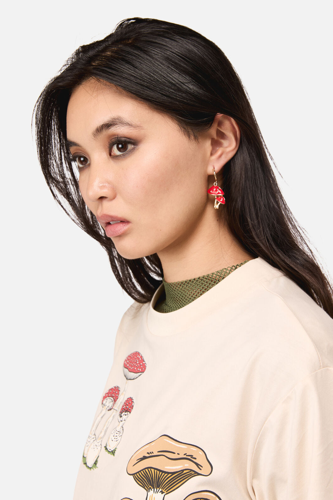 Dangerfield - Toadstool Sleeper Earrings - gold-red