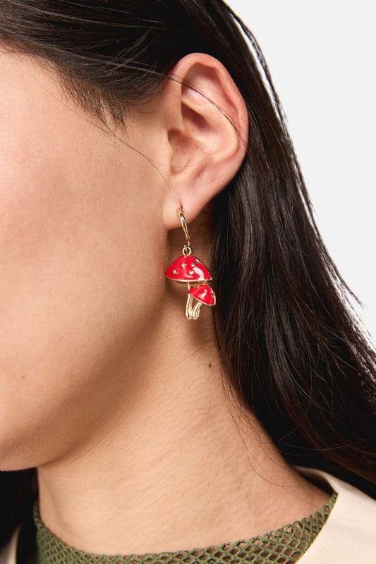 Dangerfield - Toadstool Sleeper Earrings - gold-red