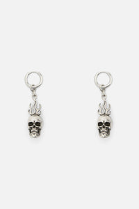 Dangerfield - Flaming Skull Earrings - silver