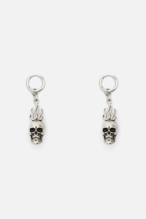 Dangerfield - Flaming Skull Earrings - silver