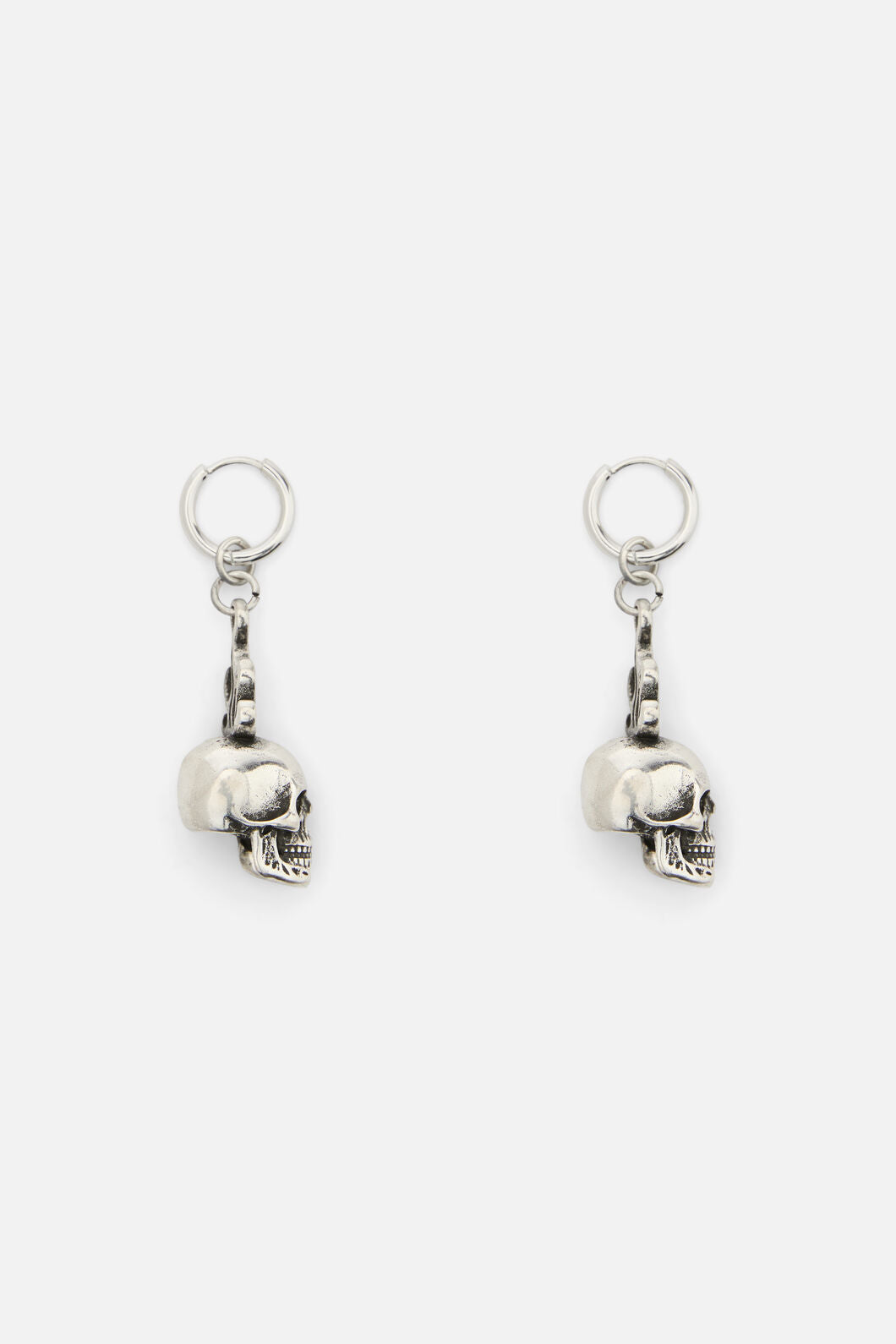 Dangerfield - Flaming Skull Earrings - silver