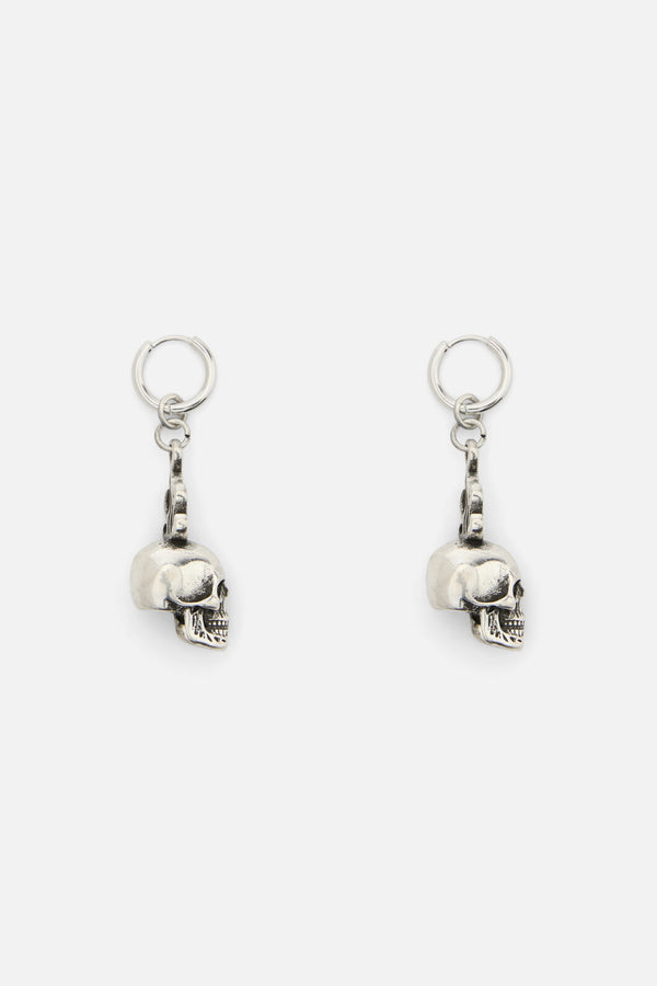 Dangerfield - Flaming Skull Earrings - silver