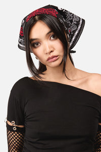 Dangerfield - Skulls & Roses Cotton Bandana - black