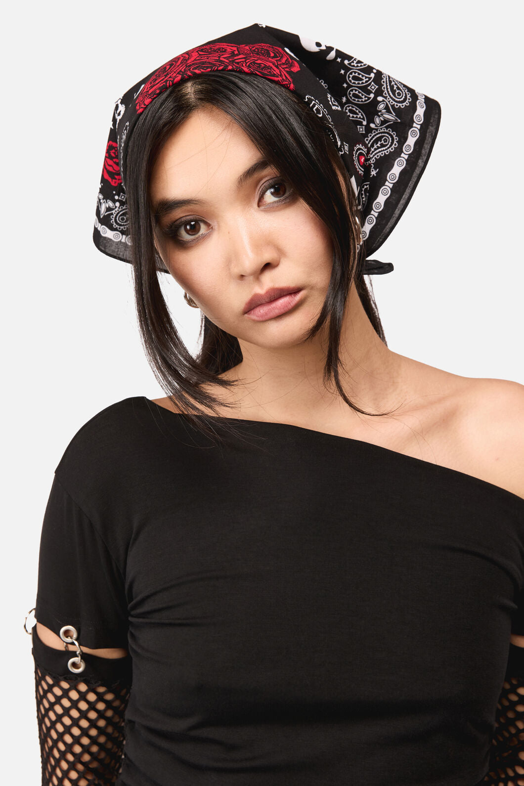 Dangerfield - Skulls & Roses Cotton Bandana - black