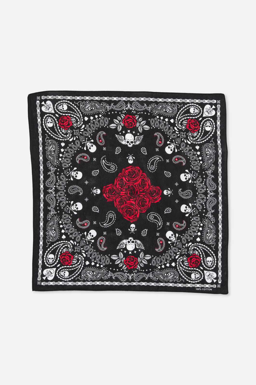 Dangerfield - Skulls & Roses Cotton Bandana - black