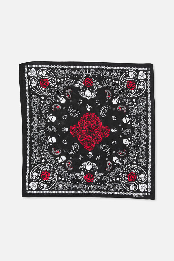 Dangerfield - Skulls & Roses Cotton Bandana - black