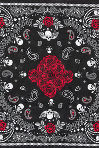 Dangerfield - Skulls & Roses Cotton Bandana - black