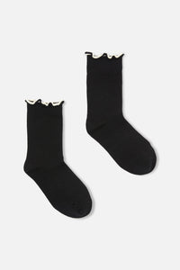 Dangerfield - Black Frill Top Sock - black