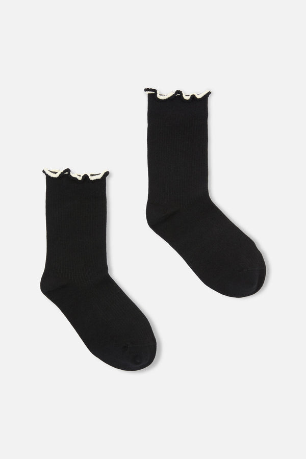 Dangerfield - Black Frill Top Sock - black