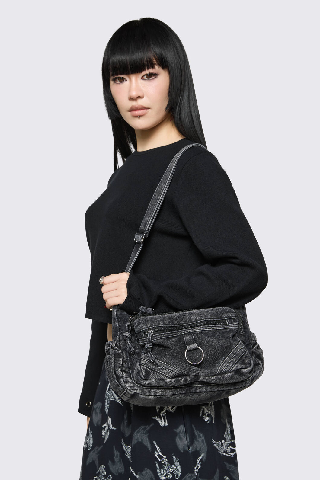 Dangerfield - Washed Grey Denim Bag - grey
