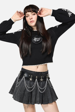 Dangerfield - Stars Lace Chain Waist Belt - black