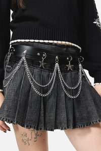Dangerfield - Stars Lace Chain Waist Belt - black