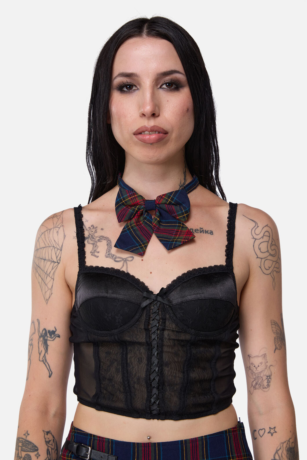 Dangerfield - Antler Goth Tartan Bow Tie - blue