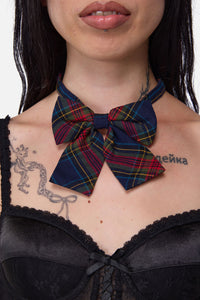 Dangerfield - Antler Goth Tartan Bow Tie - blue