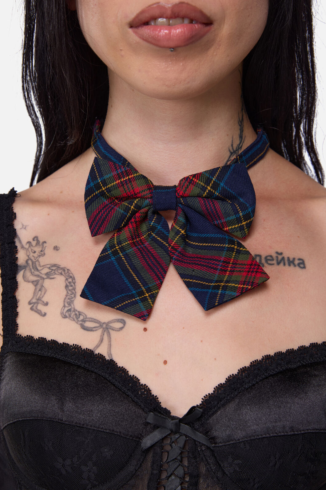 Dangerfield - Antler Goth Tartan Bow Tie - blue
