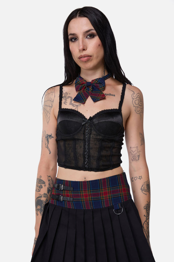 Dangerfield - Antler Goth Tartan Bow Tie - blue