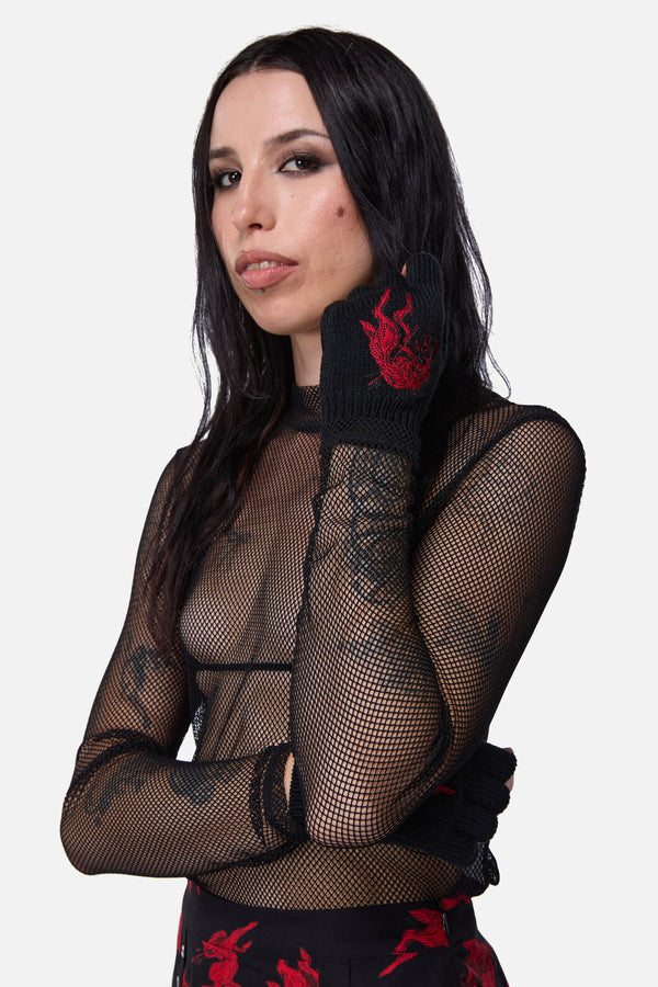Dangerfield - Jackalope Fingerless Gloves - black