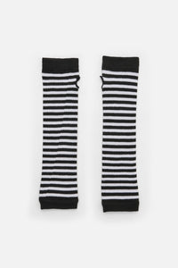Dangerfield - Striped Long Fingerless Gloves - black-white