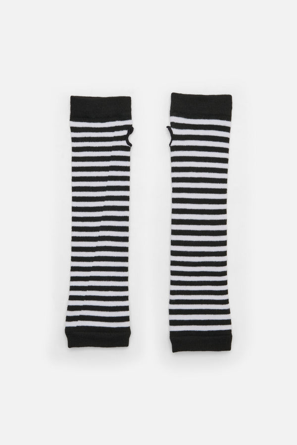Dangerfield - Striped Long Fingerless Gloves - black-white
