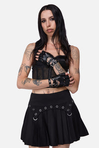 Dangerfield - Stud Faux Leather Fingerless Glove - black