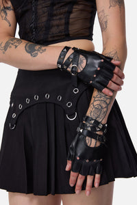 Dangerfield - Stud Faux Leather Fingerless Glove - black