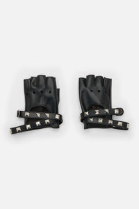 Dangerfield - Stud Faux Leather Fingerless Glove - black