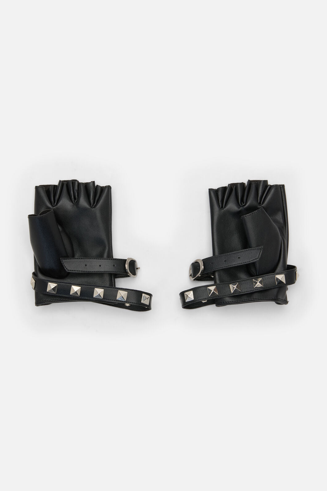 Dangerfield - Stud Faux Leather Fingerless Glove - black