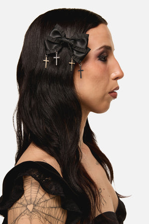 Dangerfield - Bow Cross Slide Hair Clip - black