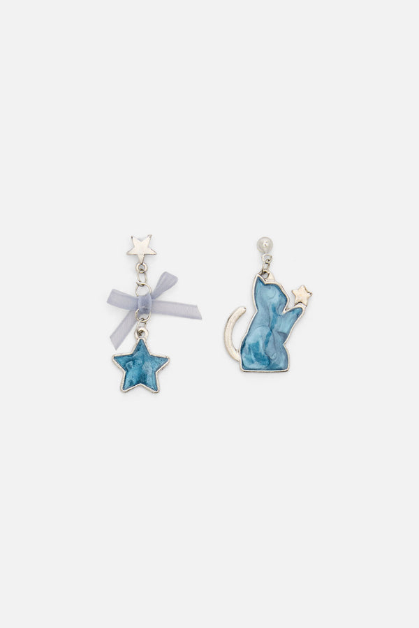 Dangerfield - Cat And Star Earrings - silver