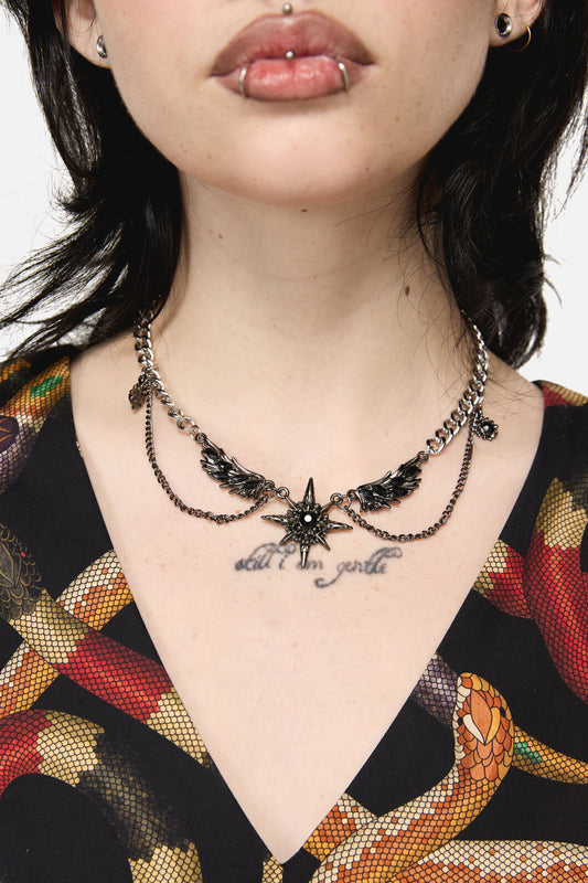 Dangerfield - Wings & Star Necklace - silver