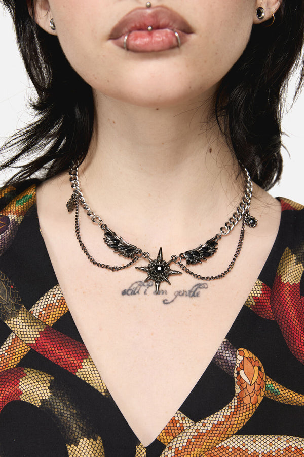 Dangerfield - Wings & Star Necklace - silver