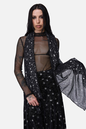 Dangerfield - Galaxy Metallic Printed Scarf - black