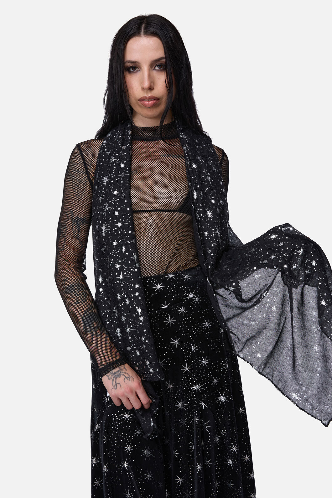 Dangerfield - Galaxy Metallic Printed Scarf - black