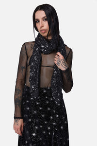 Dangerfield - Galaxy Metallic Printed Scarf - black