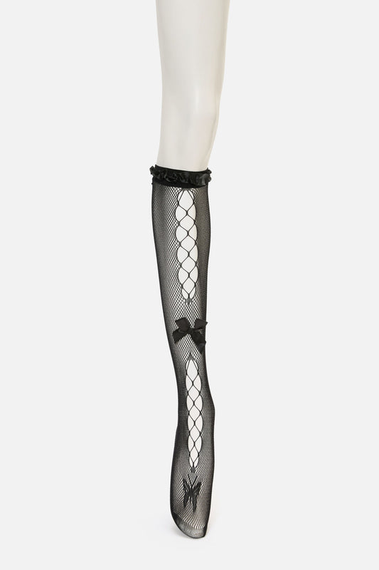 Dangerfield - Black Long Mesh Bow Sock - black