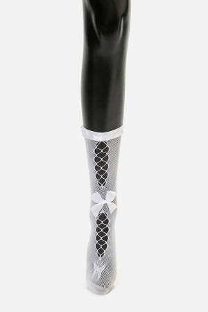 Dangerfield - White Long Mesh Bow Sock - white