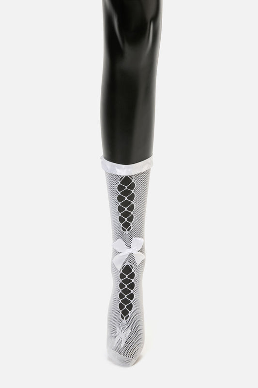 Dangerfield - White Long Mesh Bow Sock - white