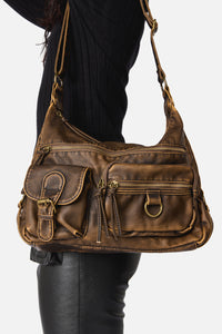 Dangerfield - Distressed Chocolate Zip Bag - chocolate