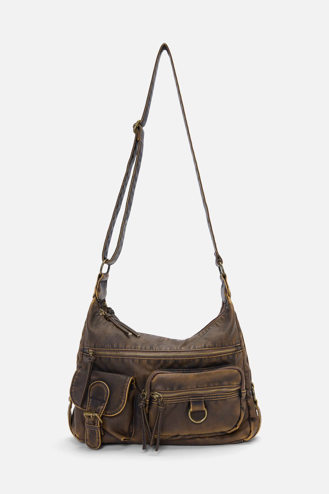 Dangerfield - Distressed Chocolate Zip Bag - chocolate