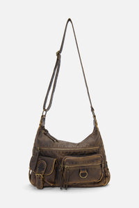 Dangerfield - Distressed Chocolate Zip Bag - chocolate