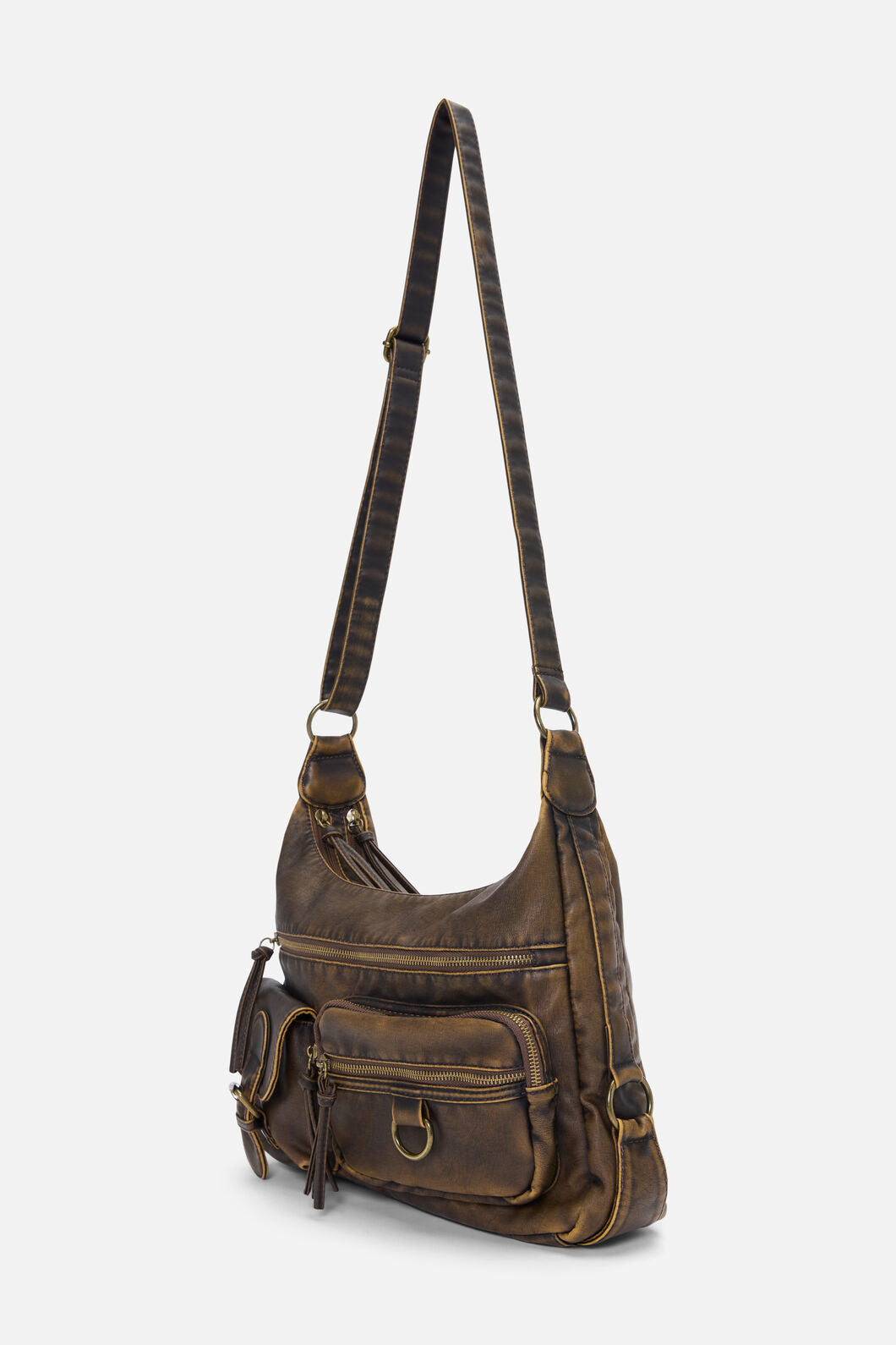 Dangerfield - Distressed Chocolate Zip Bag - chocolate