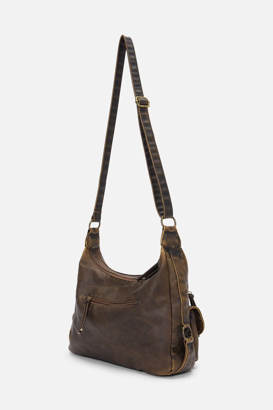 Dangerfield - Distressed Chocolate Zip Bag - chocolate
