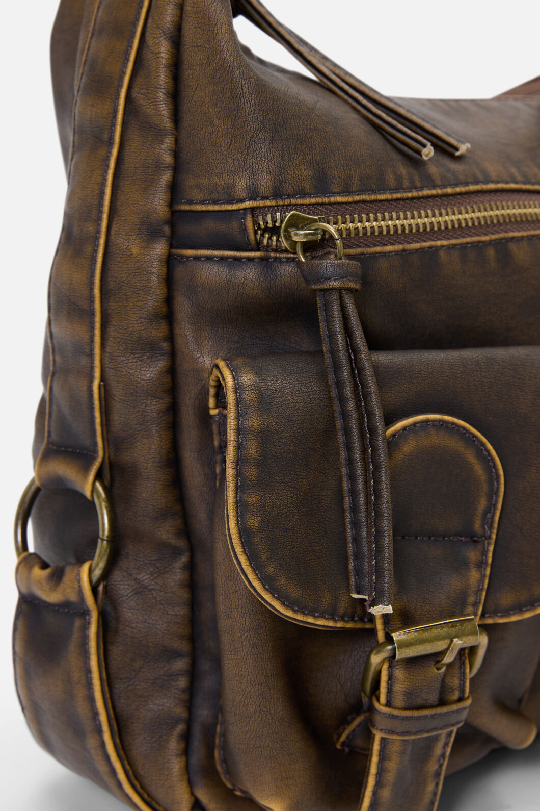 Dangerfield - Distressed Chocolate Zip Bag - chocolate