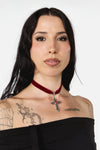 Dangerfield - Red Velvet Cross Choker - red