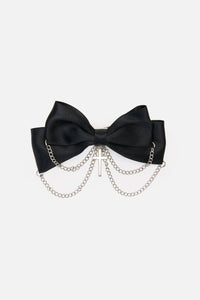 Dangerfield - Cross & Chain Bow Hair Clip - black